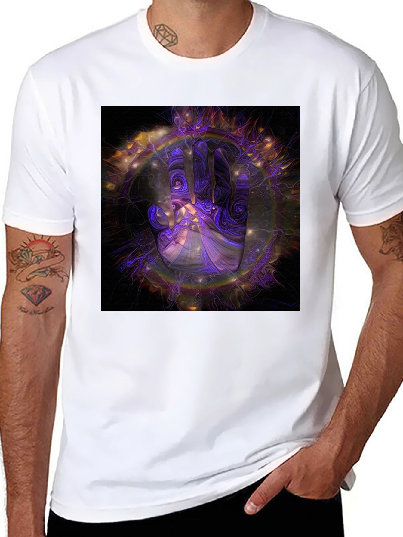 Abstract Hand Graphic Print Black T-Shirt
