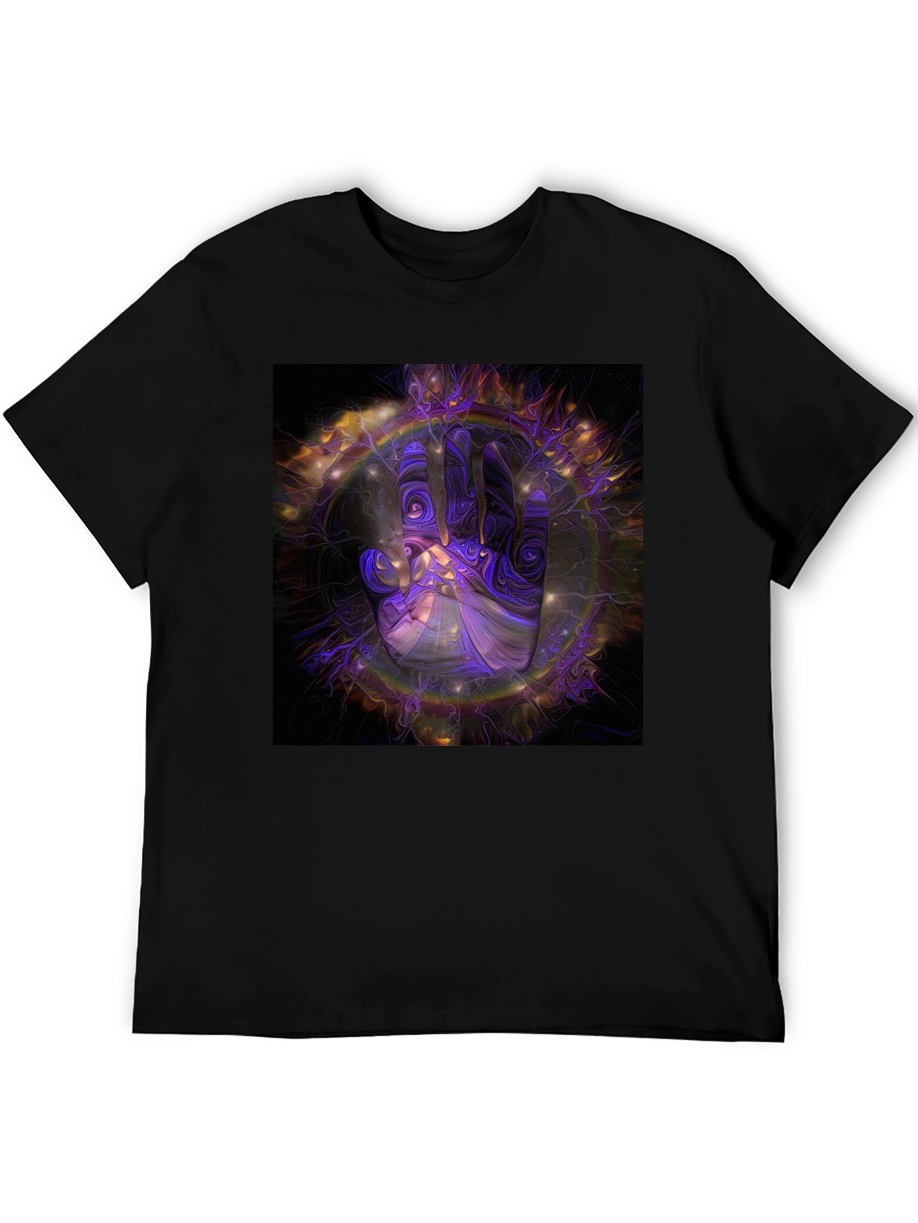 Abstract Hand Graphic Print Black T-Shirt