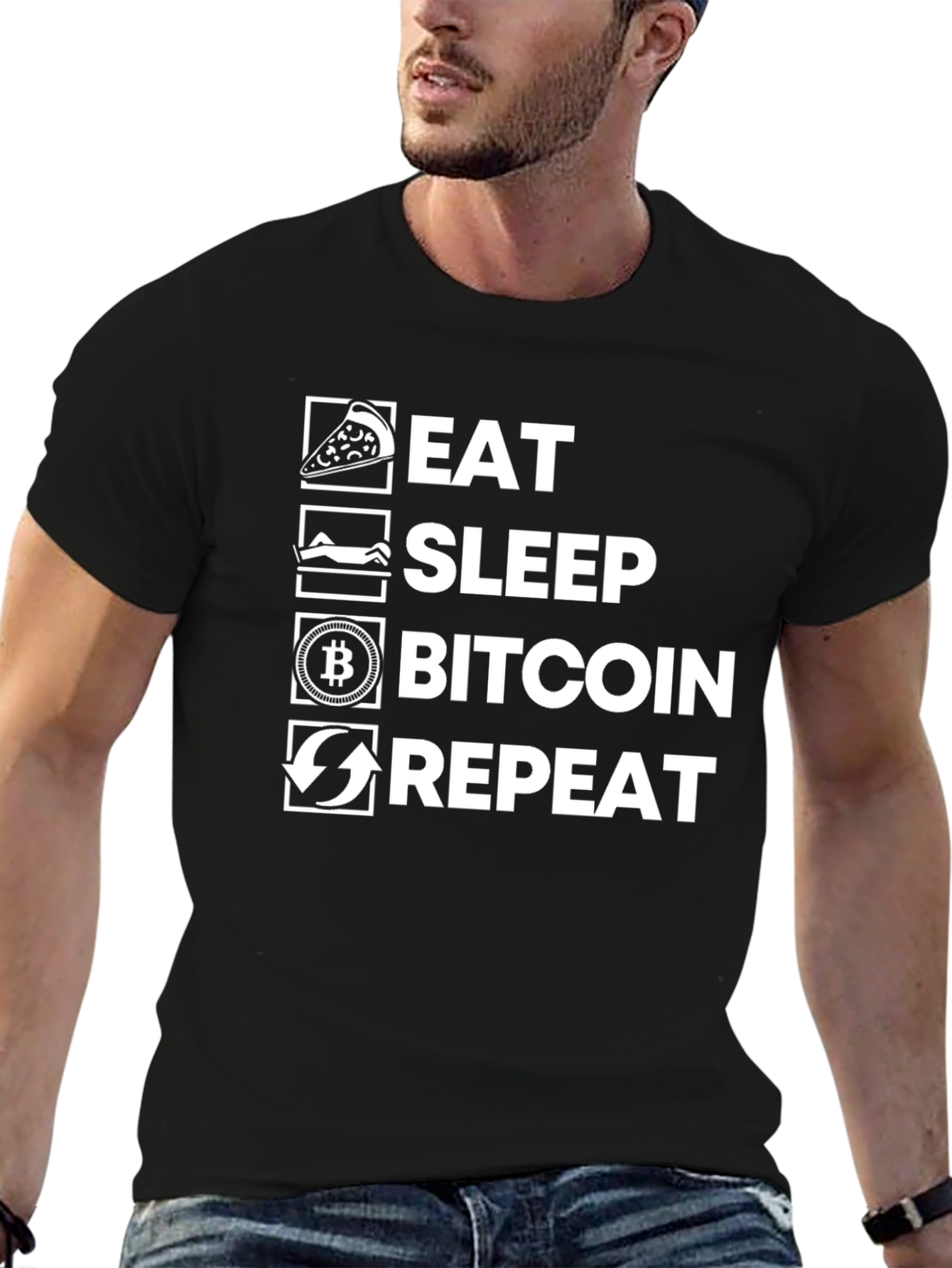 Eat Sleep Bitcoin Repeat T-Shirt Crypto Tee