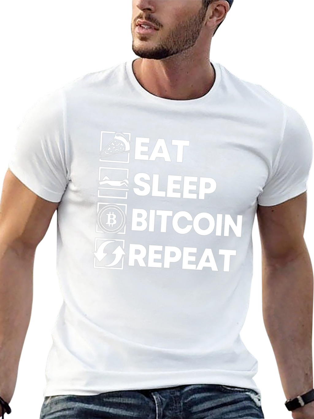 Eat Sleep Bitcoin Repeat T-Shirt Crypto Tee