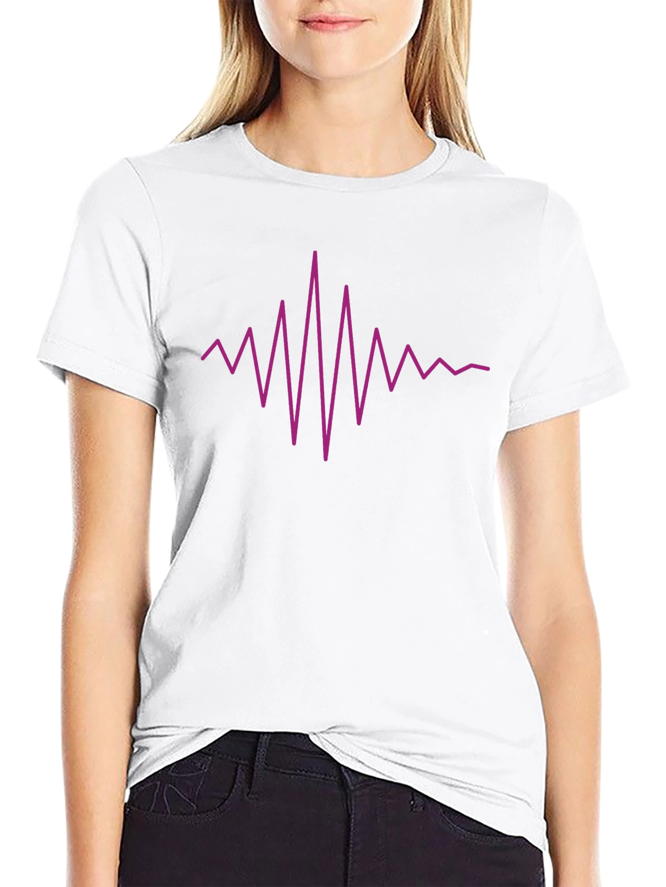 Vibrant Heartbeat Graphic Tee - Black