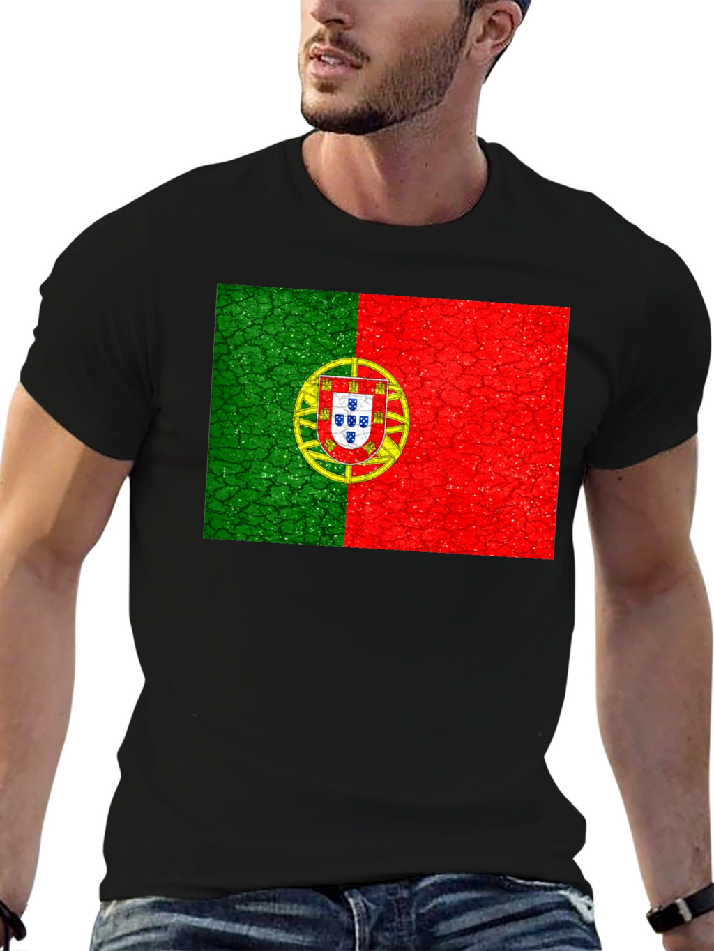 Portugal Flag Graphic T-Shirt - Black Tee