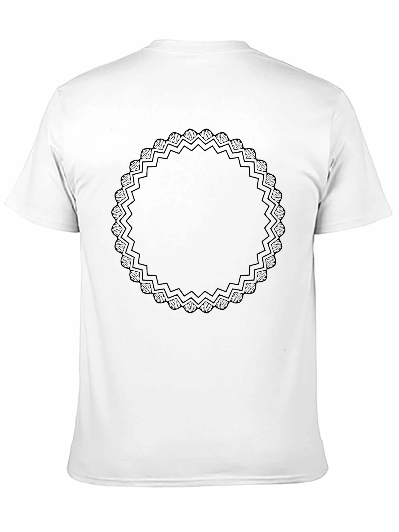 Elegant Black Graphic Tee with Ornamental Circle Design