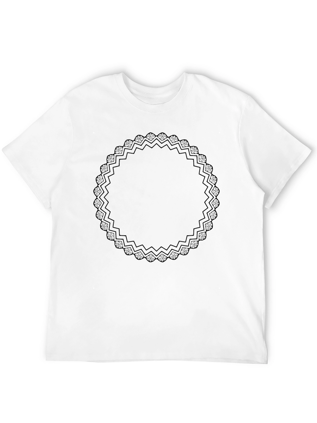 Elegant Black Graphic Tee with Ornamental Circle Design