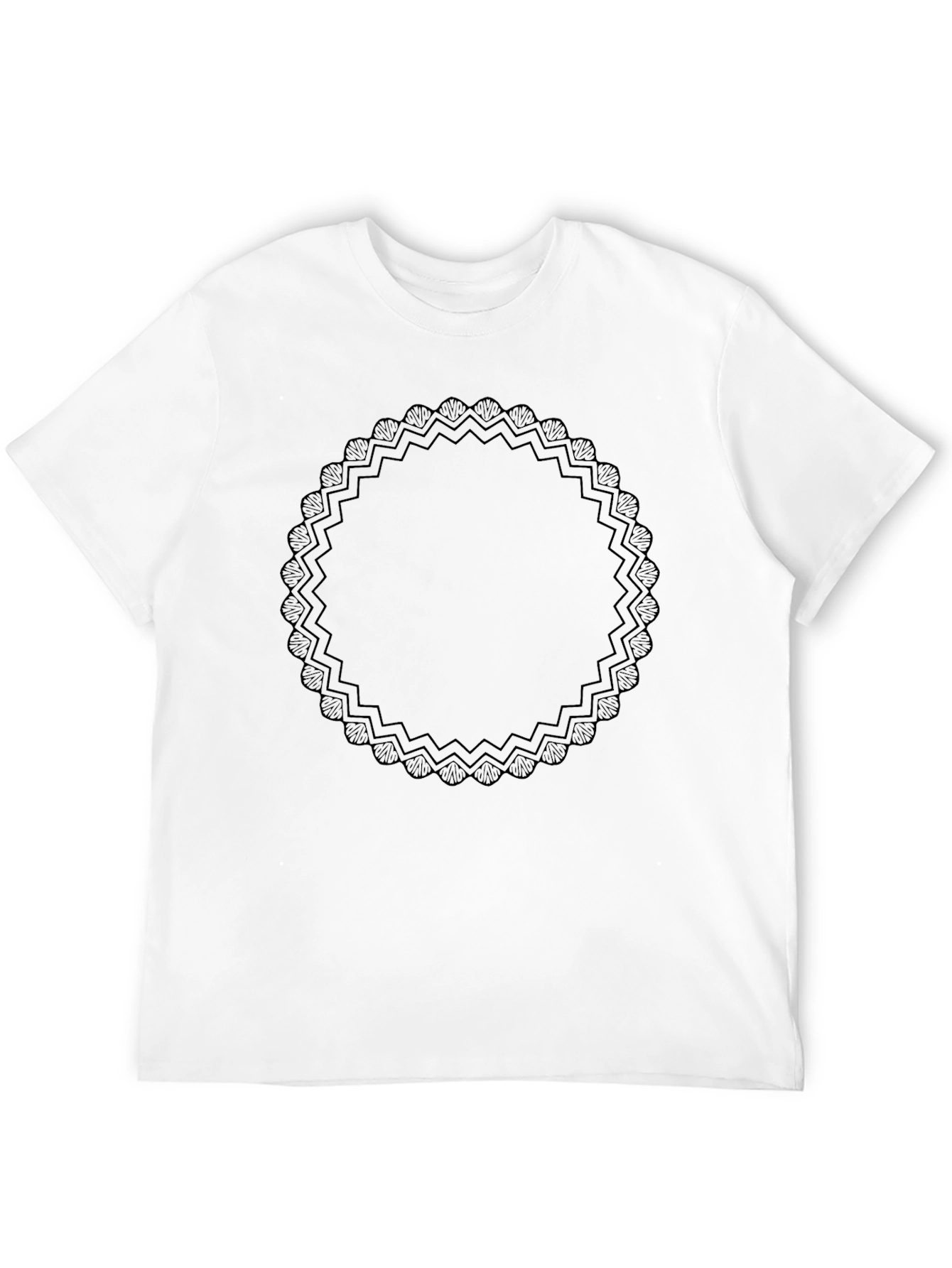 Elegant Black Graphic Tee with Ornamental Circle Design