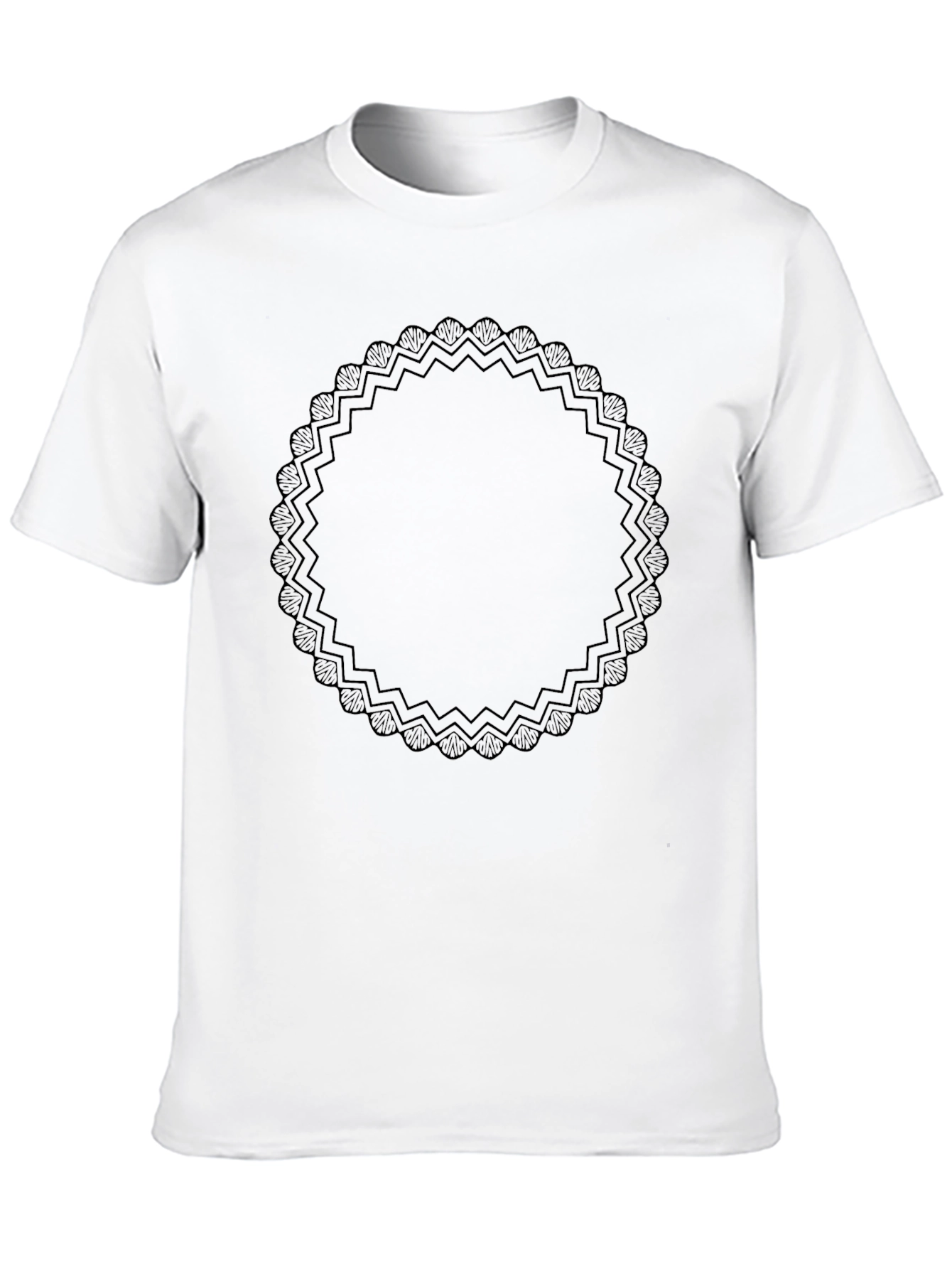 Elegant Black Graphic Tee with Ornamental Circle Design