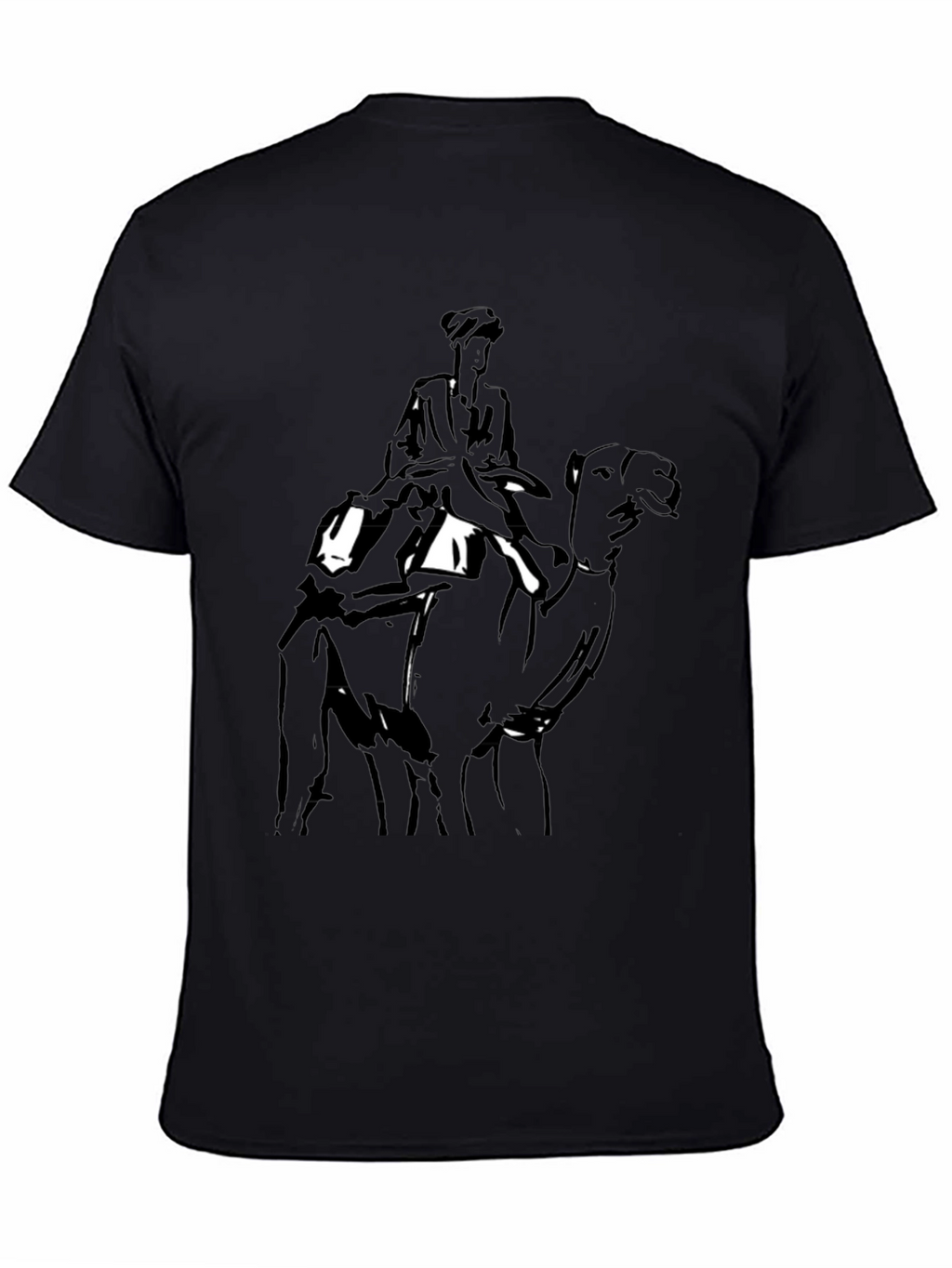 Camel Rider Graphic Tee - Black Cotton T-Shirt