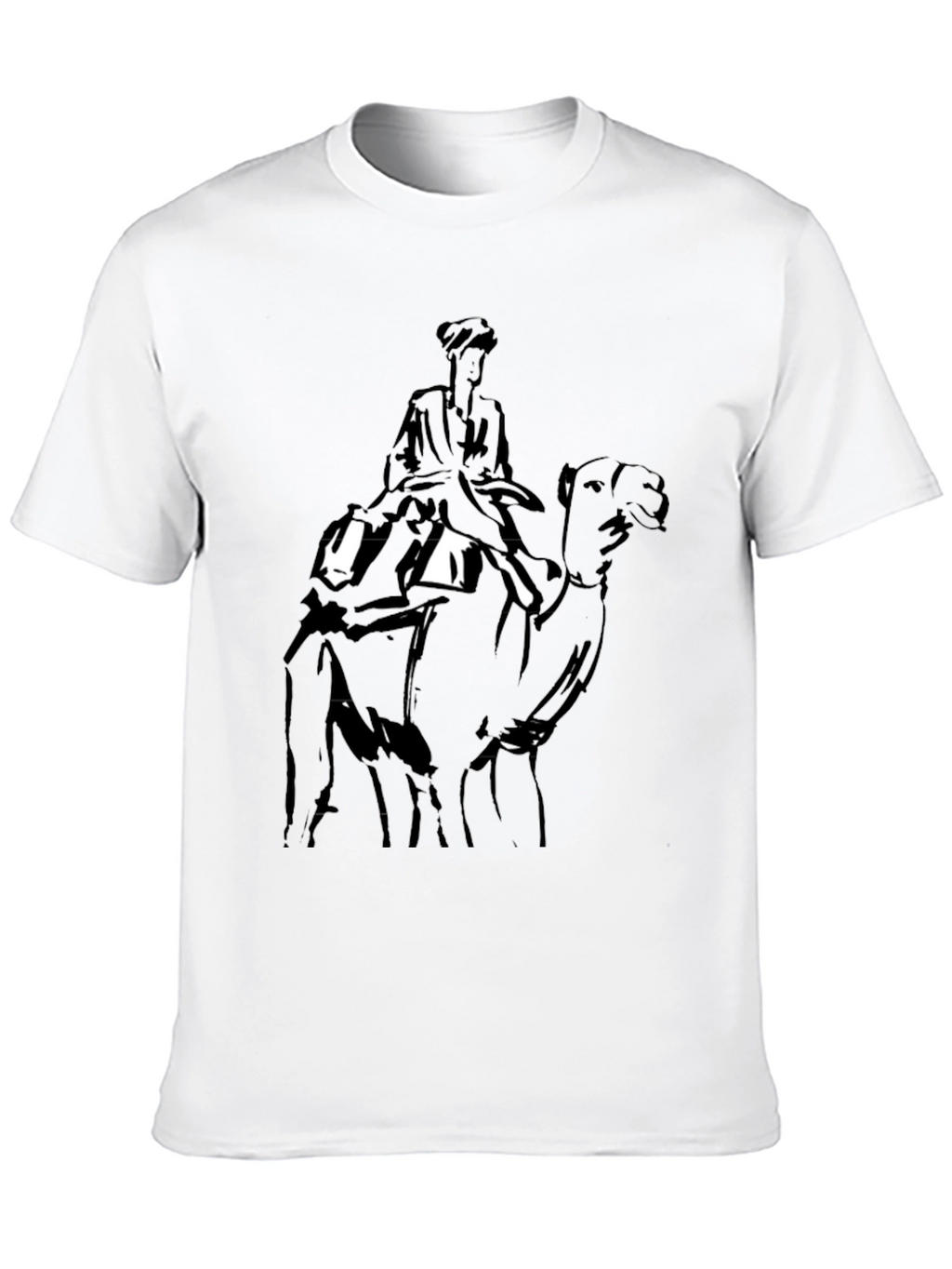 Camel Rider Graphic Tee - Black Cotton T-Shirt
