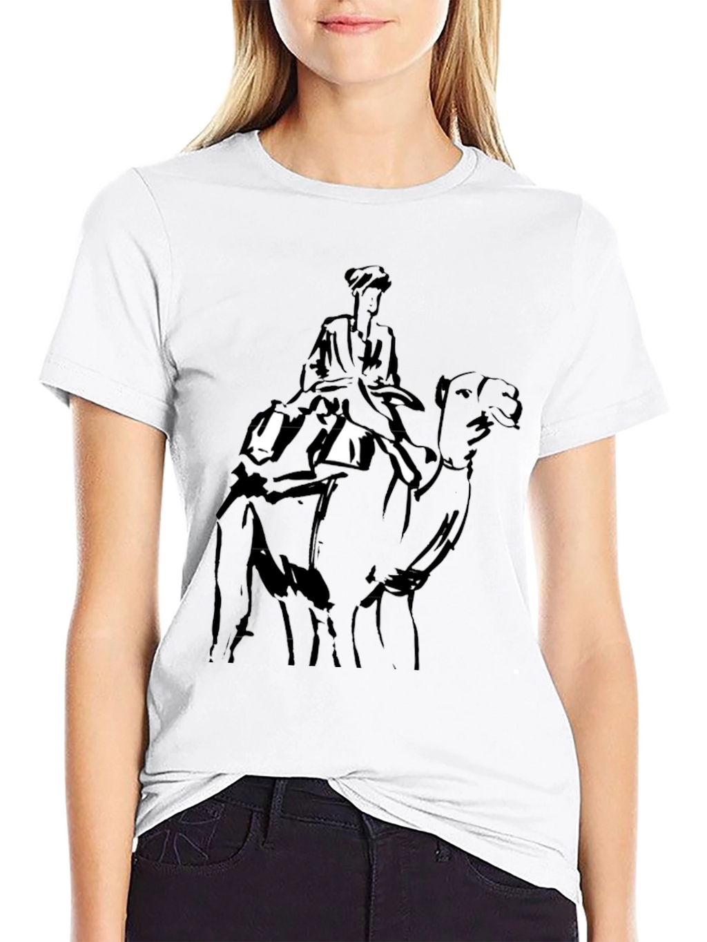 Camel Rider Graphic Tee - Black Cotton T-Shirt