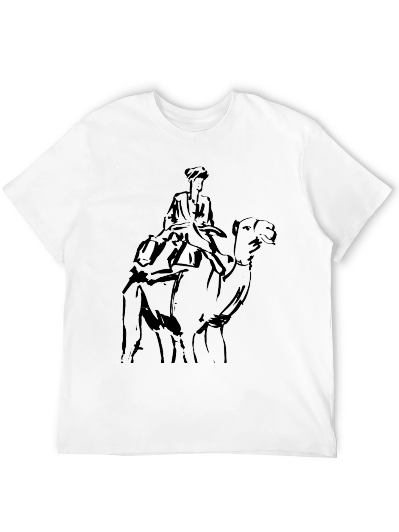 Camel Rider Graphic Tee - Black Cotton T-Shirt