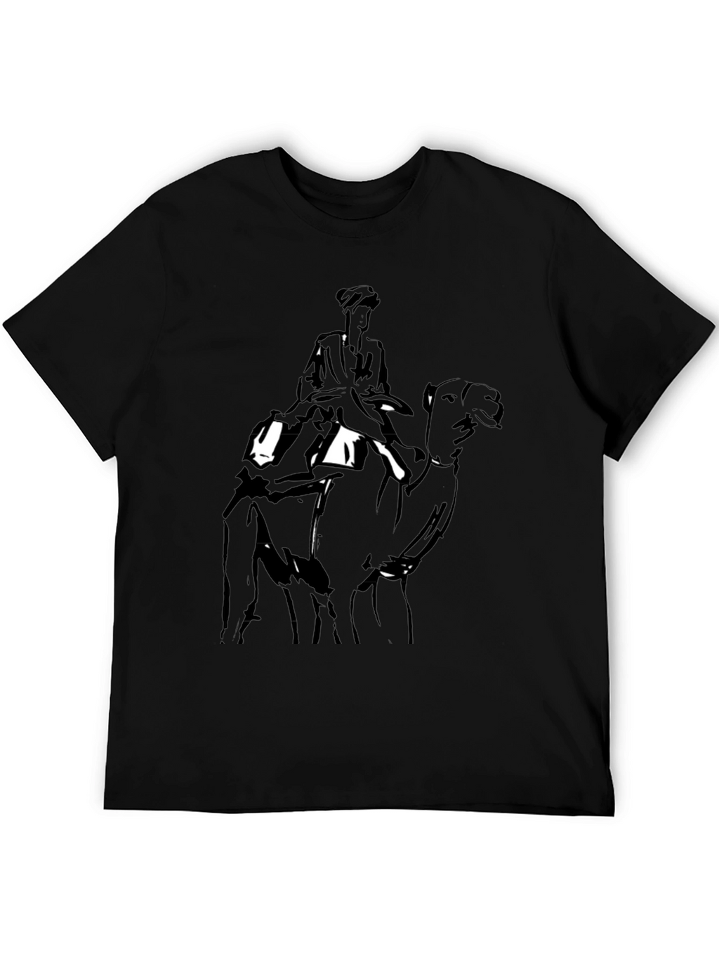 Camel Rider Graphic Tee - Black Cotton T-Shirt