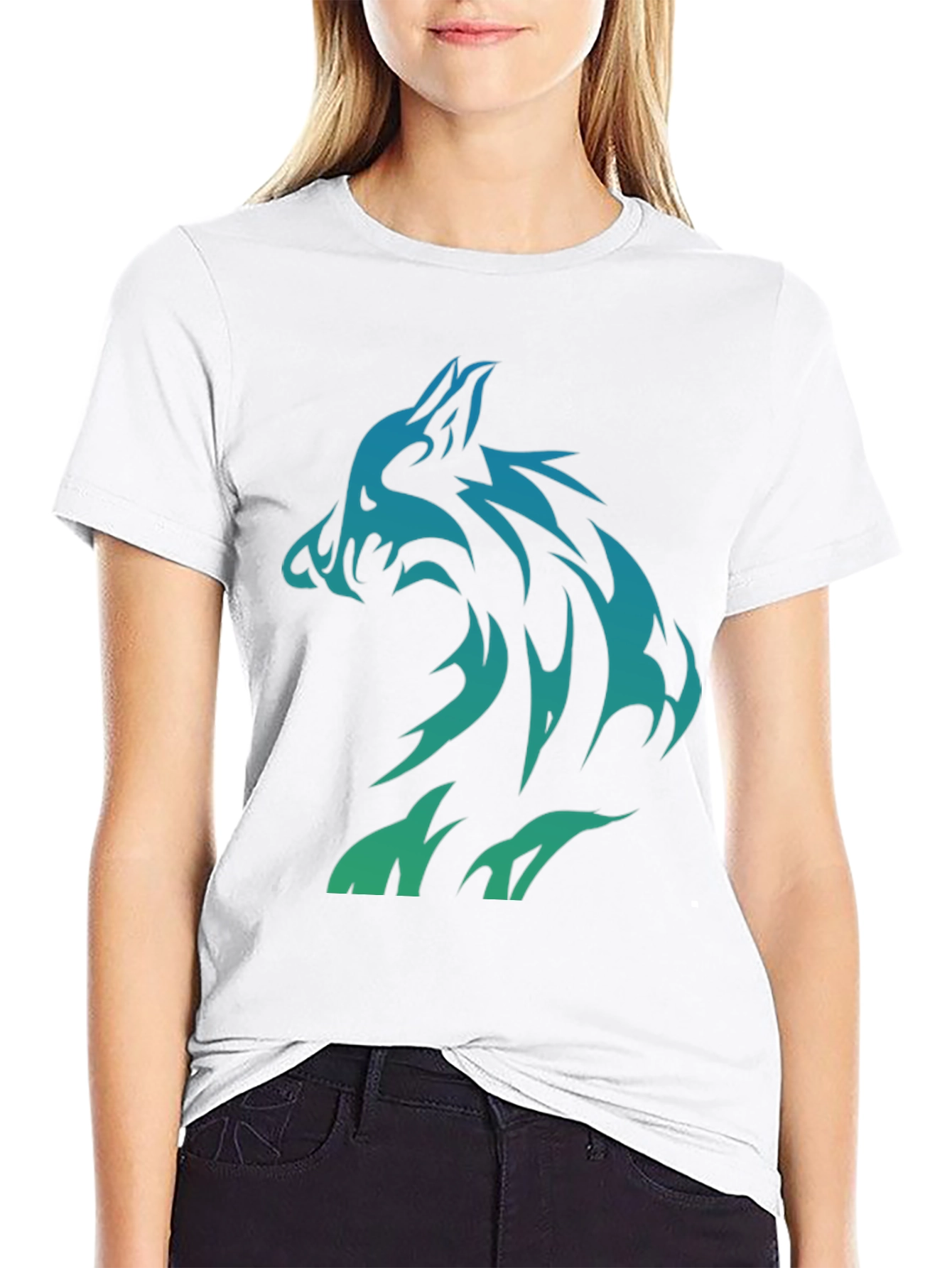 Tribal Wolf Graphic Print Tee - Cool Mens T-Shirt