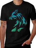 Tribal Wolf Graphic Print Tee - Cool Mens T-Shirt