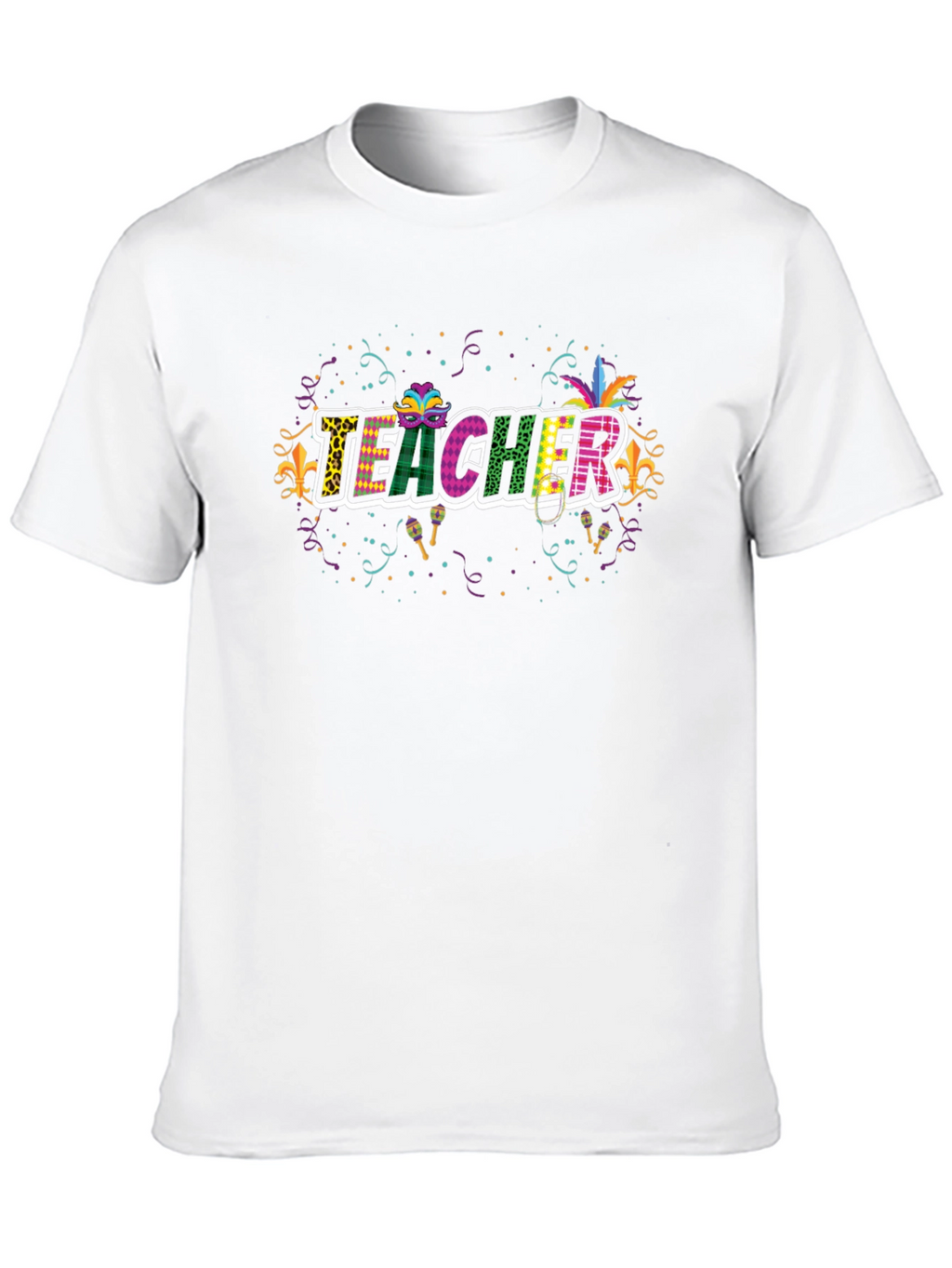 Festive Teacher T-Shirt - Mardi Gras Style!