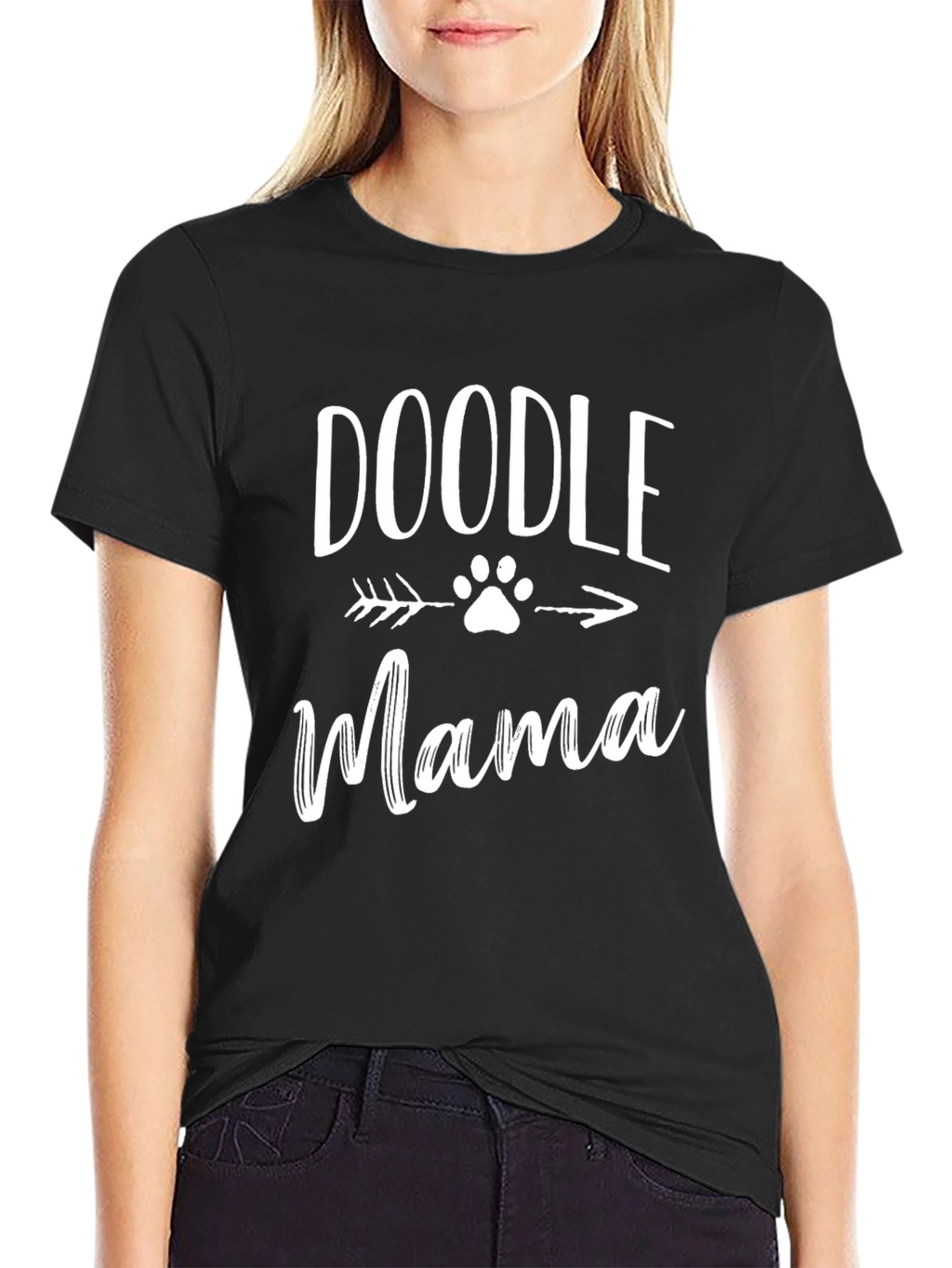 Doodle Mama Paw Print Arrow Graphic Tee - Black