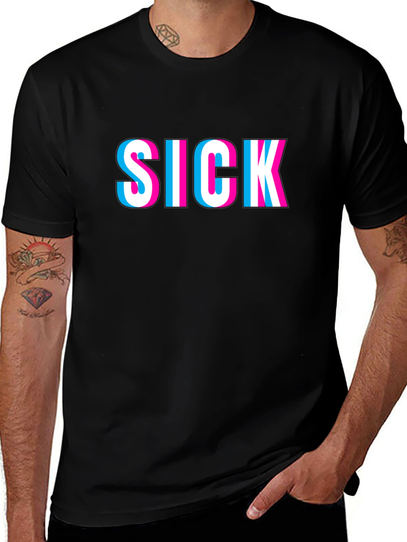 Sick 3D Effect Black Graphic Tee