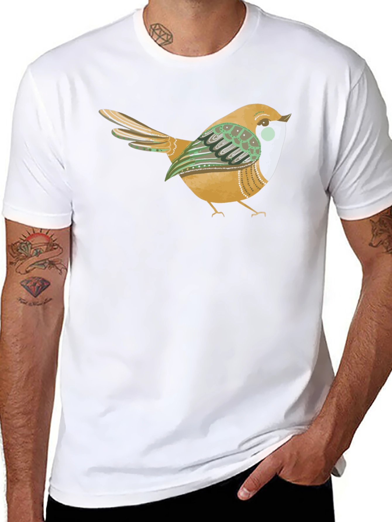 Bird Graphic Tee - Stylish Black Cotton Comfort