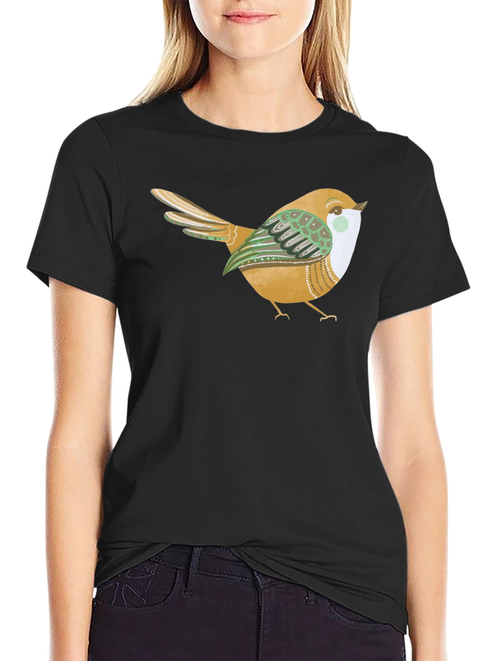 Bird Graphic Tee - Stylish Black Cotton Comfort