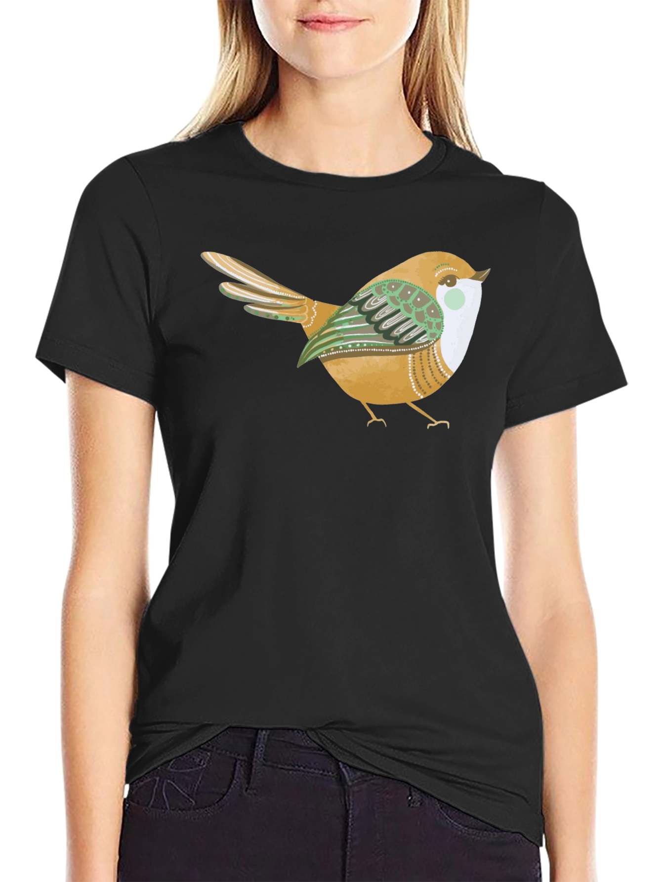 Bird Graphic Tee - Stylish Black Cotton Comfort