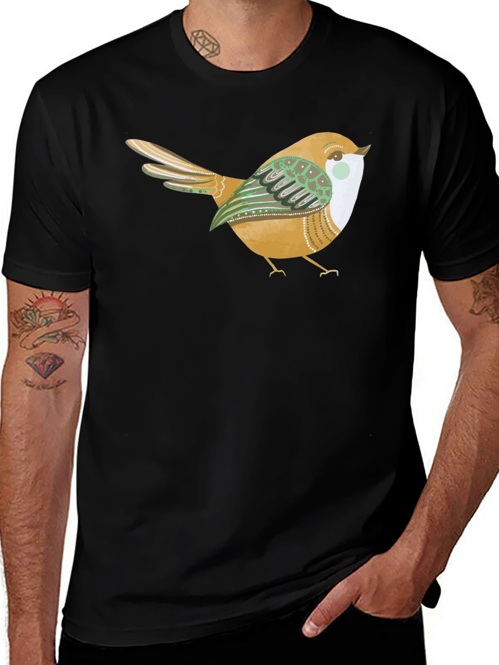 Bird Graphic Tee - Stylish Black Cotton Comfort