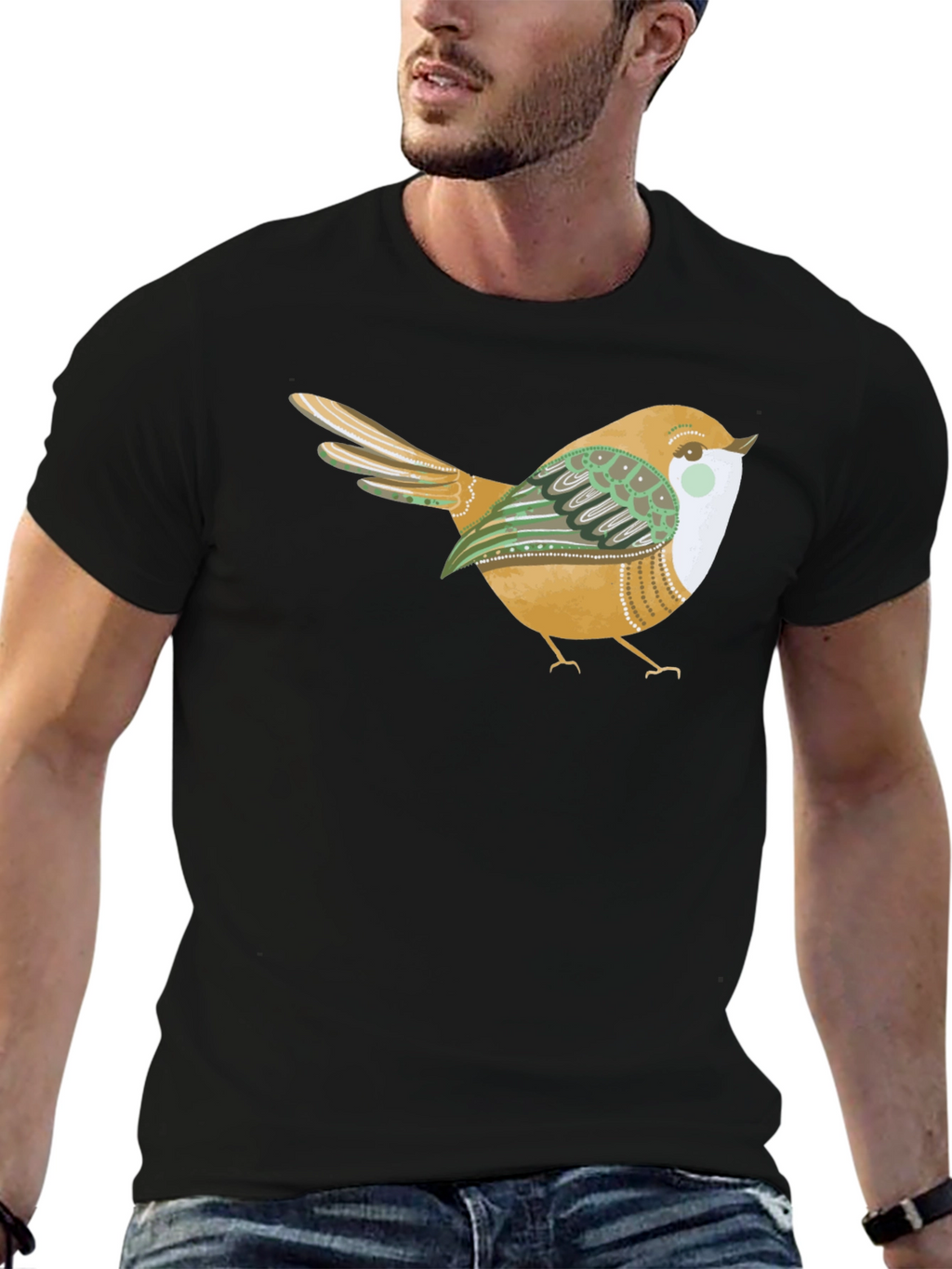 Bird Graphic Tee - Stylish Black Cotton Comfort