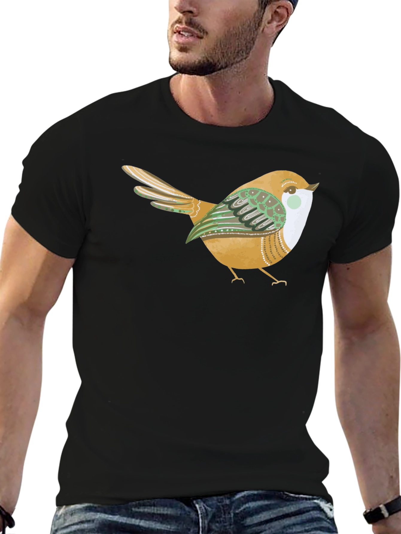 Bird Graphic Tee - Stylish Black Cotton Comfort