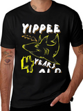 Yippee 4 Years Old Shark Birthday T-Shirt