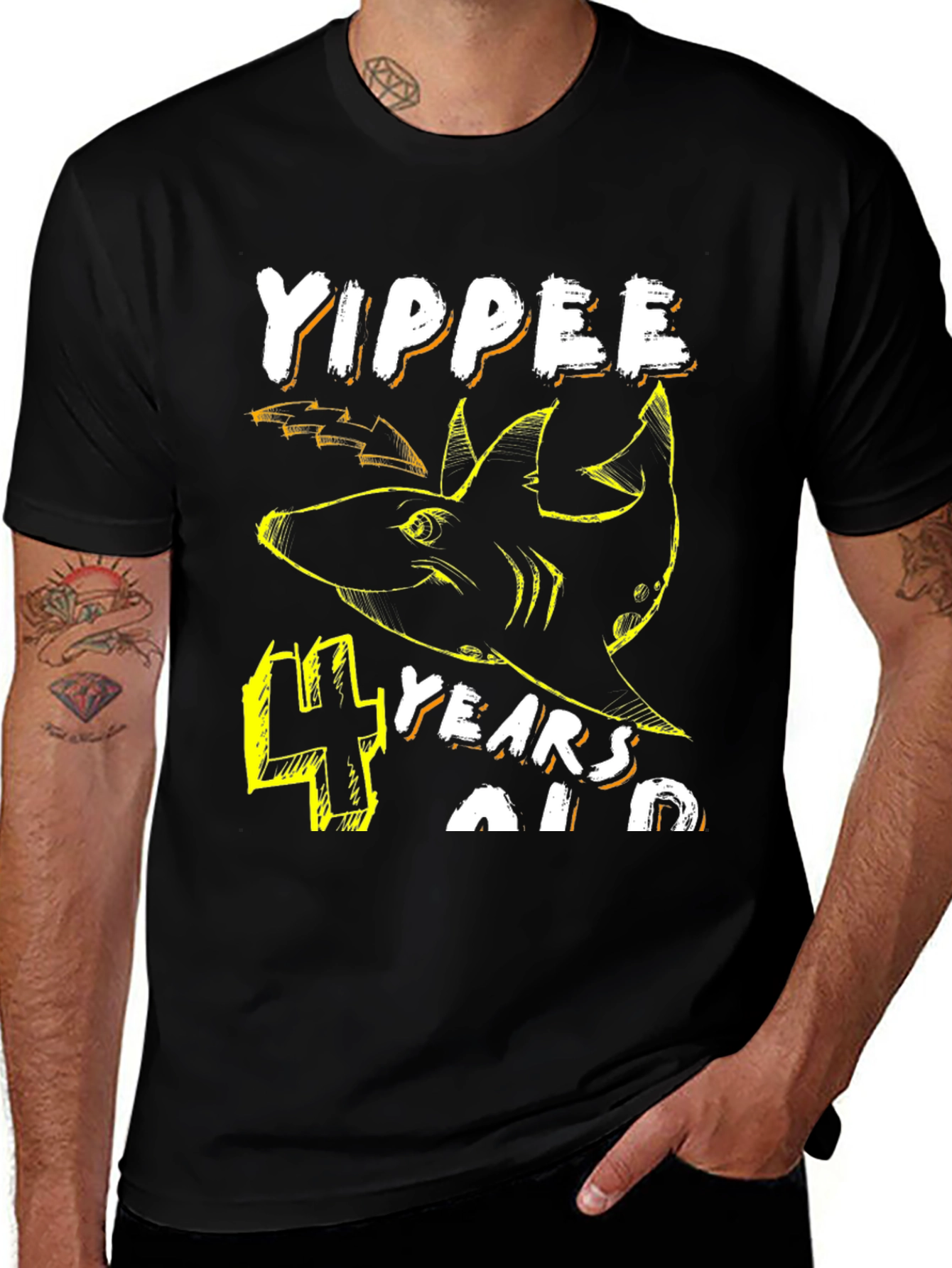 Yippee 4 Years Old Shark Birthday T-Shirt