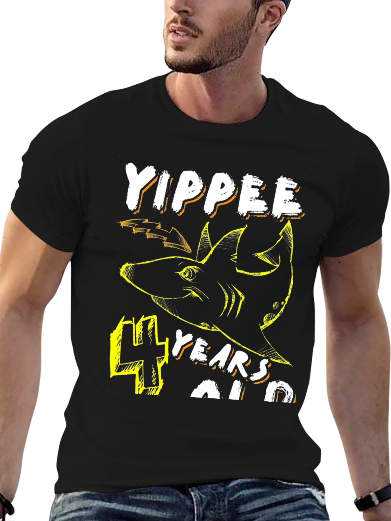 Yippee 4 Years Old Shark Birthday T-Shirt