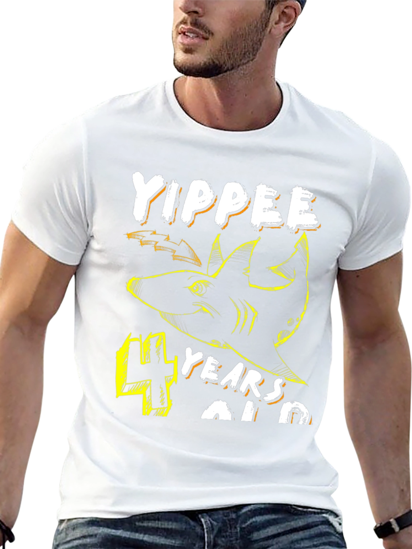 Yippee 4 Years Old Shark Birthday T-Shirt