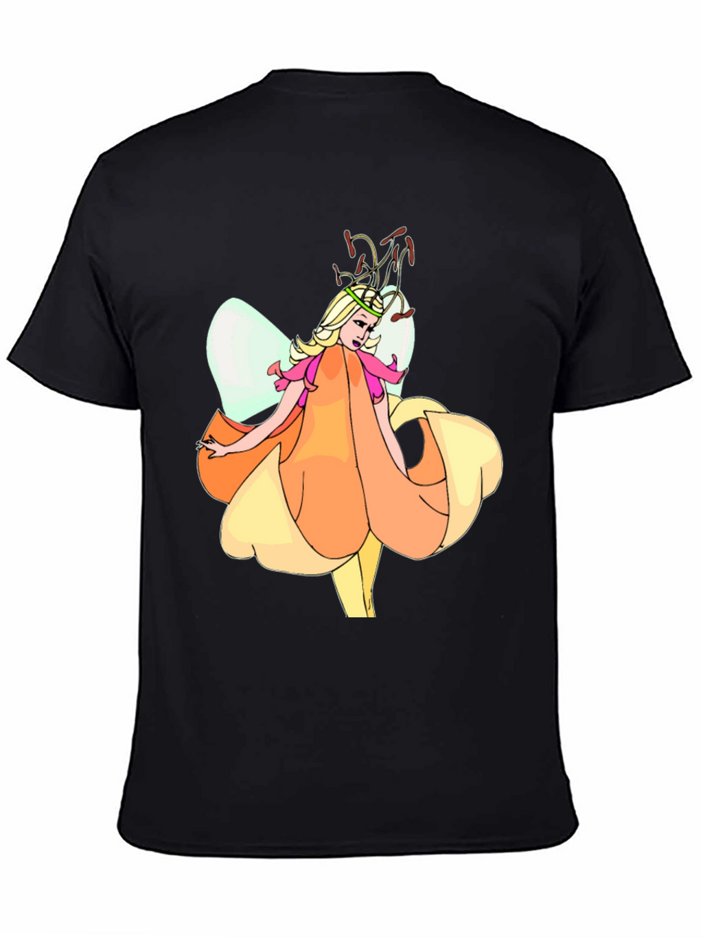 Fairy Flower Graphic T-Shirt - Black Cotton Tee