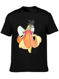 Fairy Flower Graphic T-Shirt - Black Cotton Tee