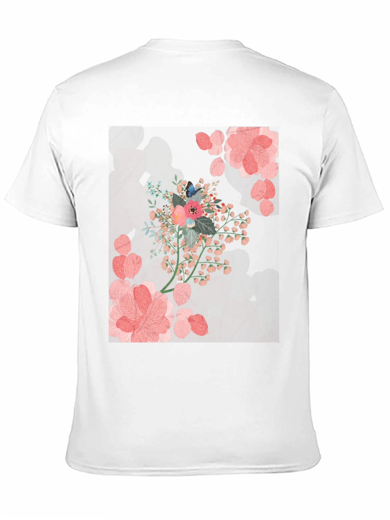 Floral Print Black Casual T-Shirt