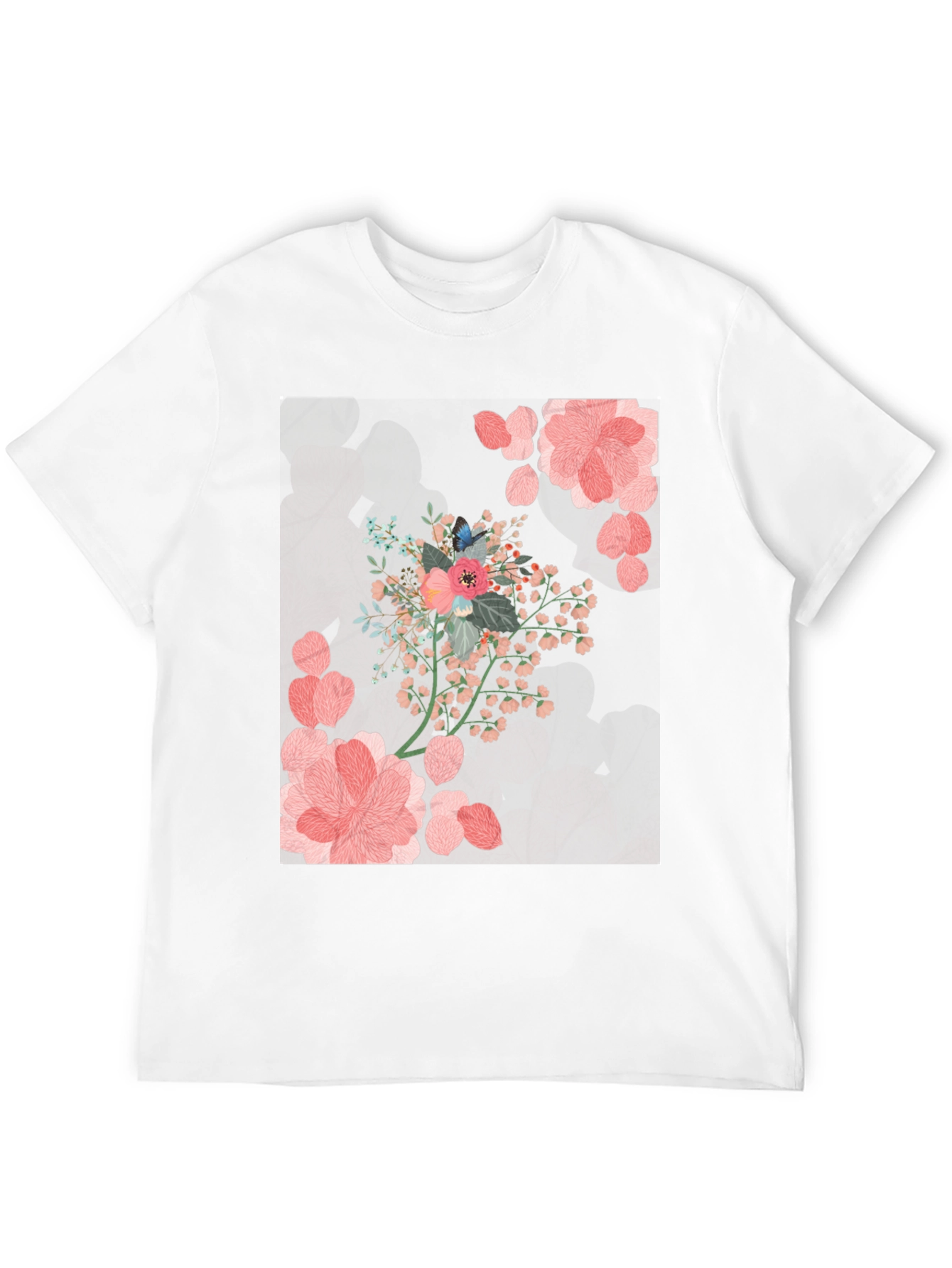 Floral Print Black Casual T-Shirt