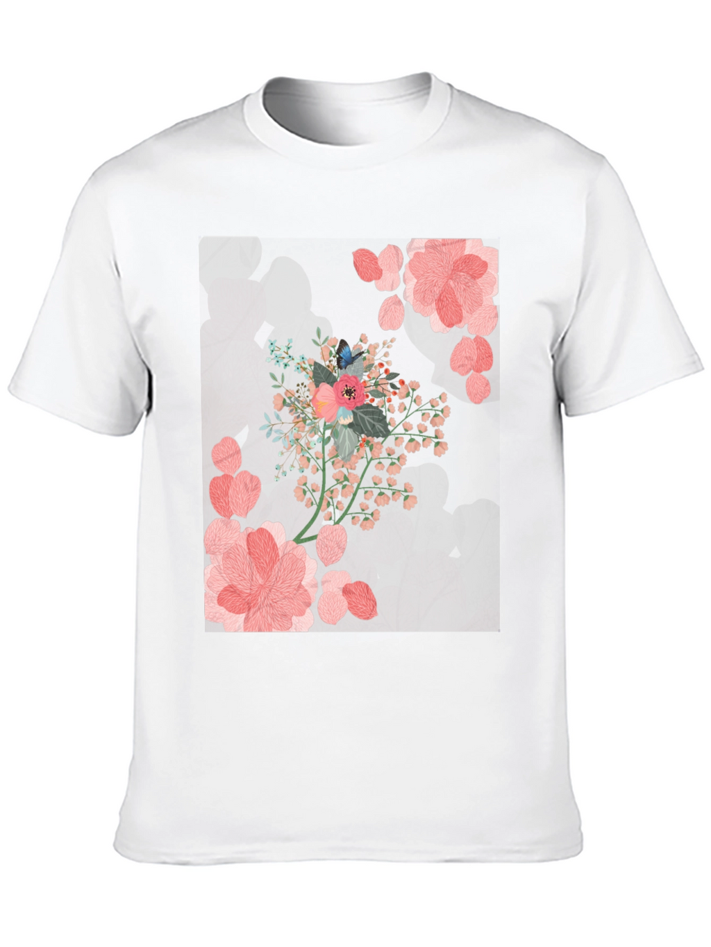 Floral Print Black Casual T-Shirt