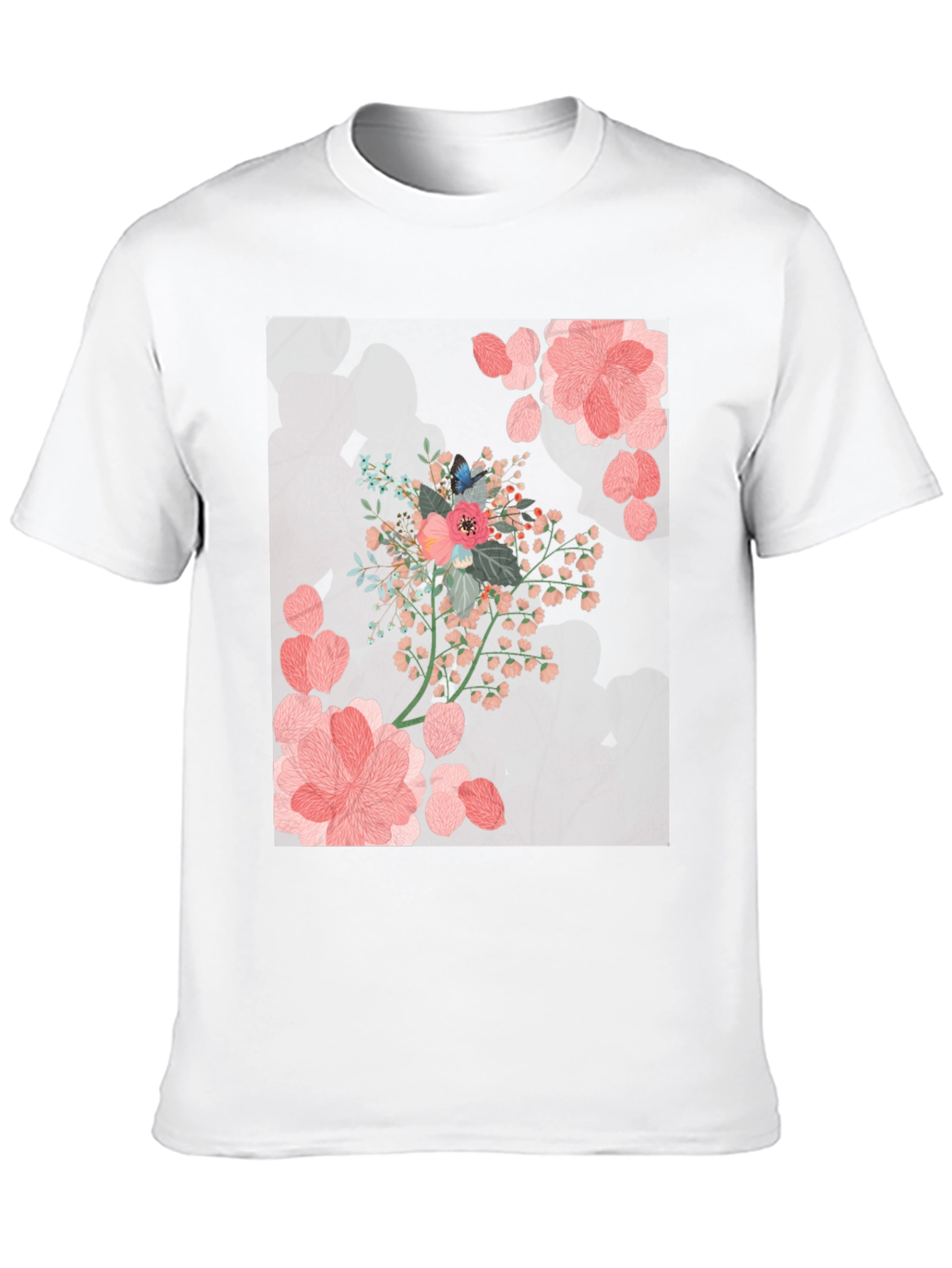Floral Print Black Casual T-Shirt