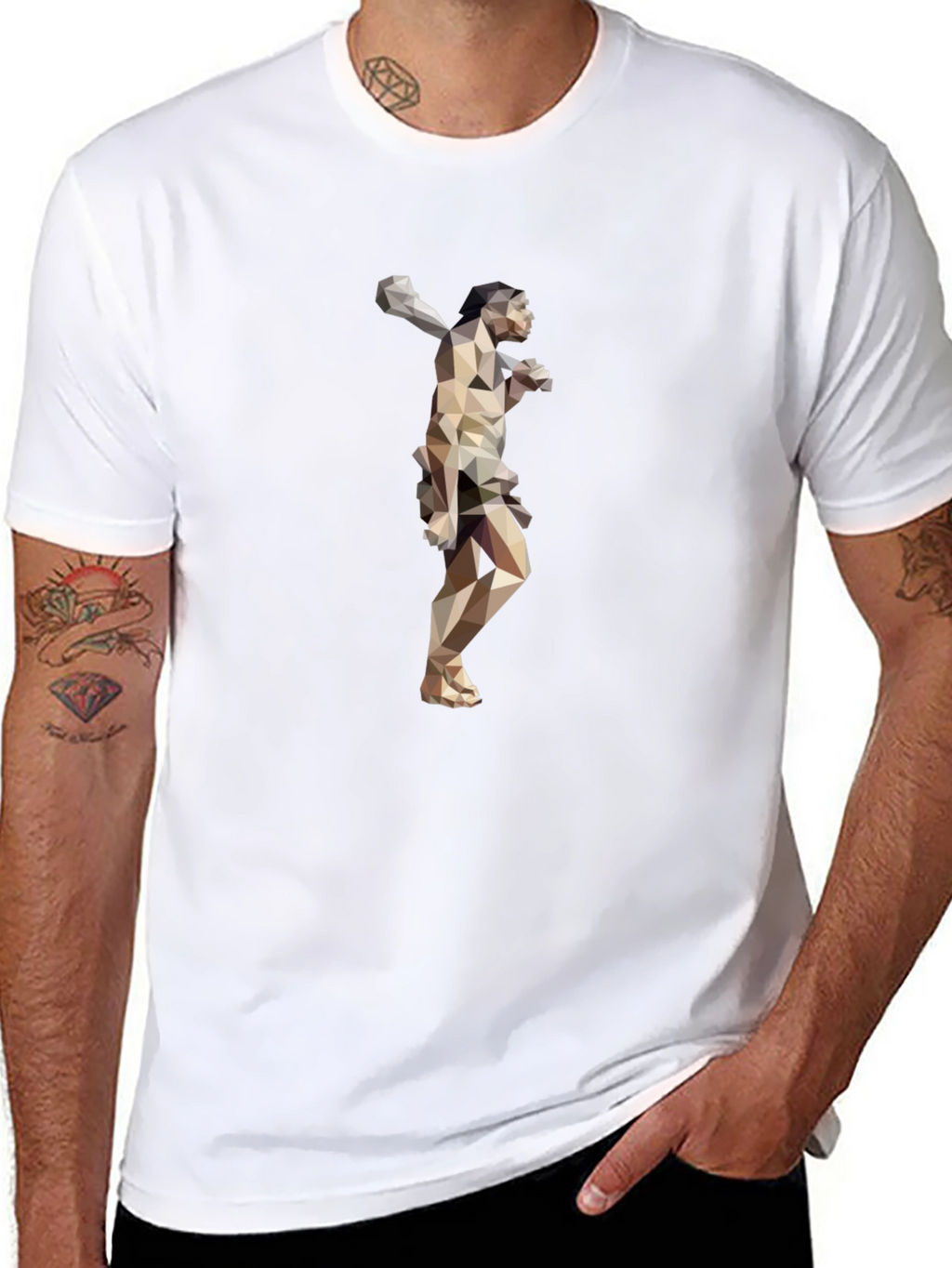 Abstract Low Poly Thrower Graphic Tee - Black
