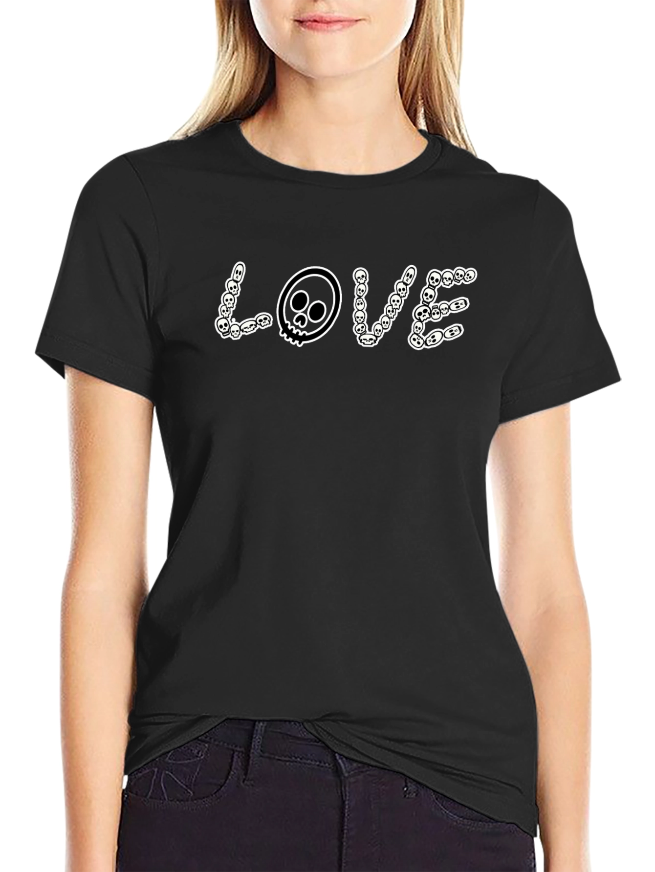 Skull LOVE Graphic Tee - Mens Black T-Shirt