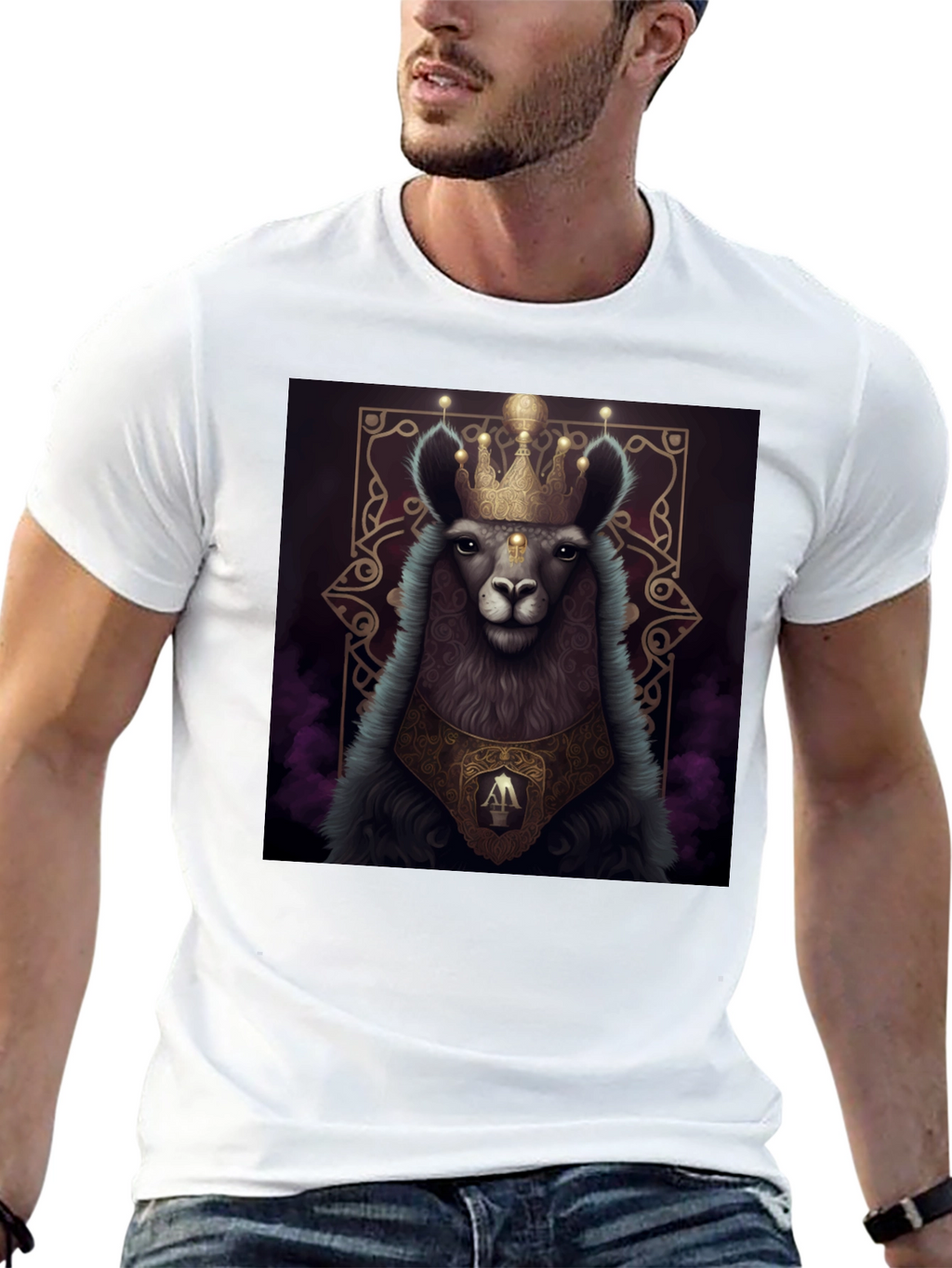 Royal Llama Graphic Tee - Unisex Black T-Shirt