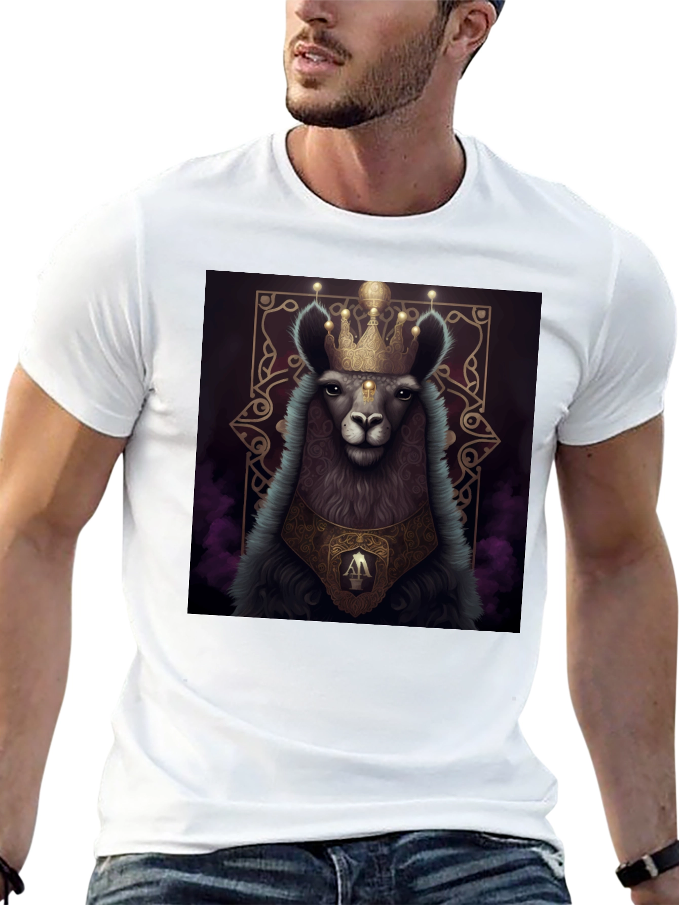 Royal Llama Graphic Tee - Unisex Black T-Shirt