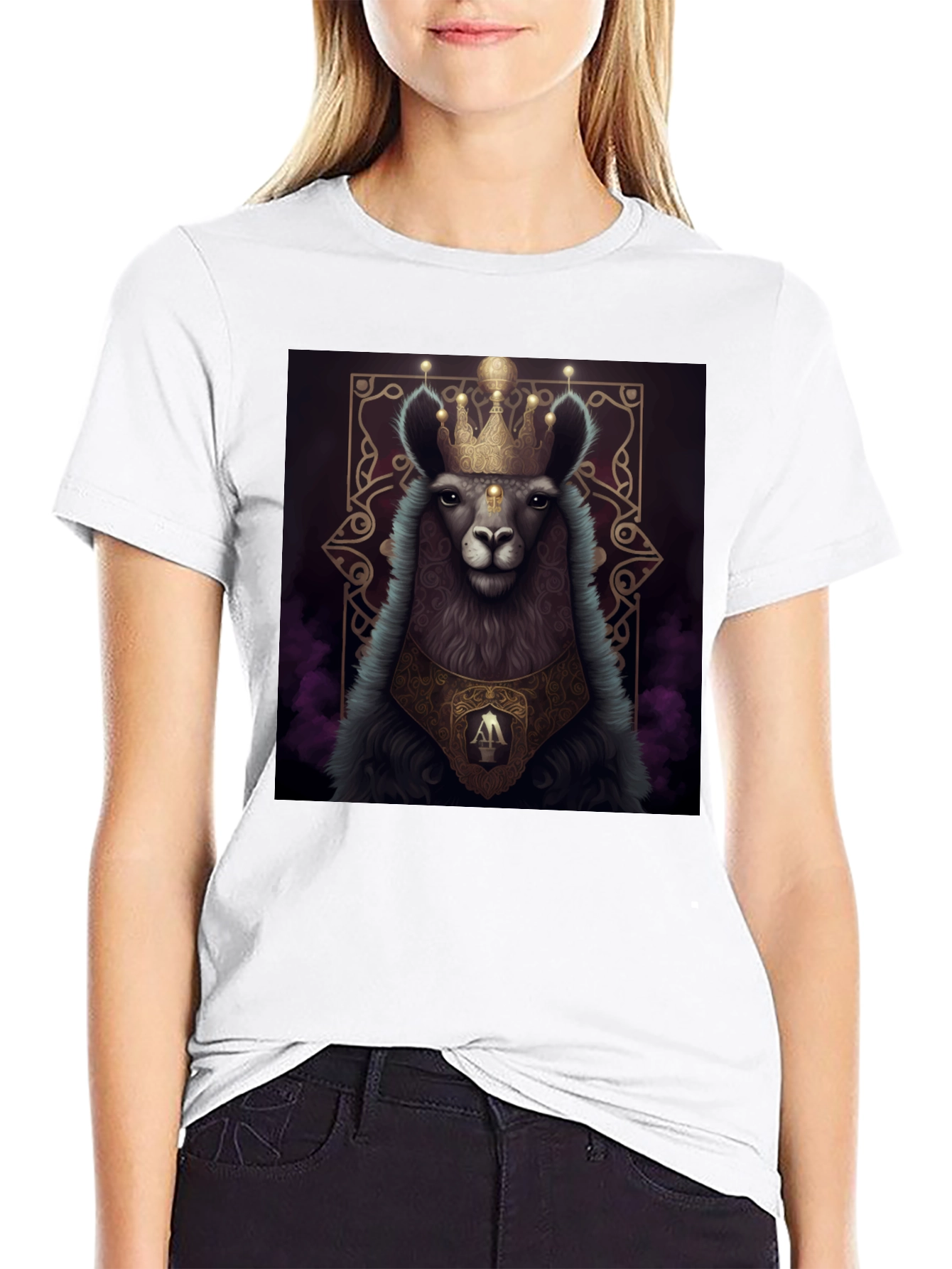 Royal Llama Graphic Tee - Unisex Black T-Shirt