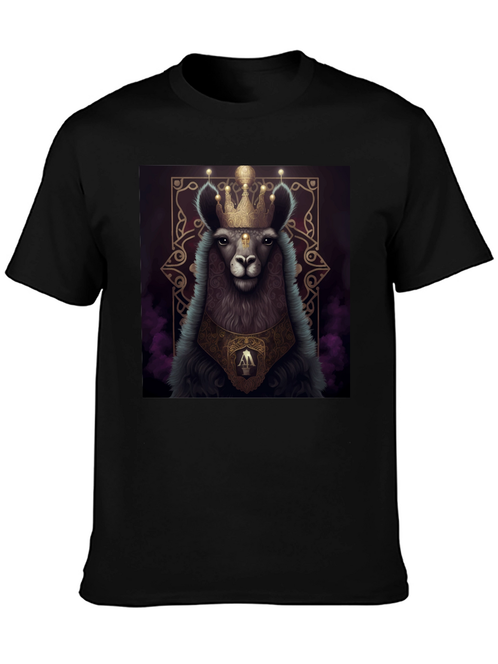 Royal Llama Graphic Tee - Unisex Black T-Shirt