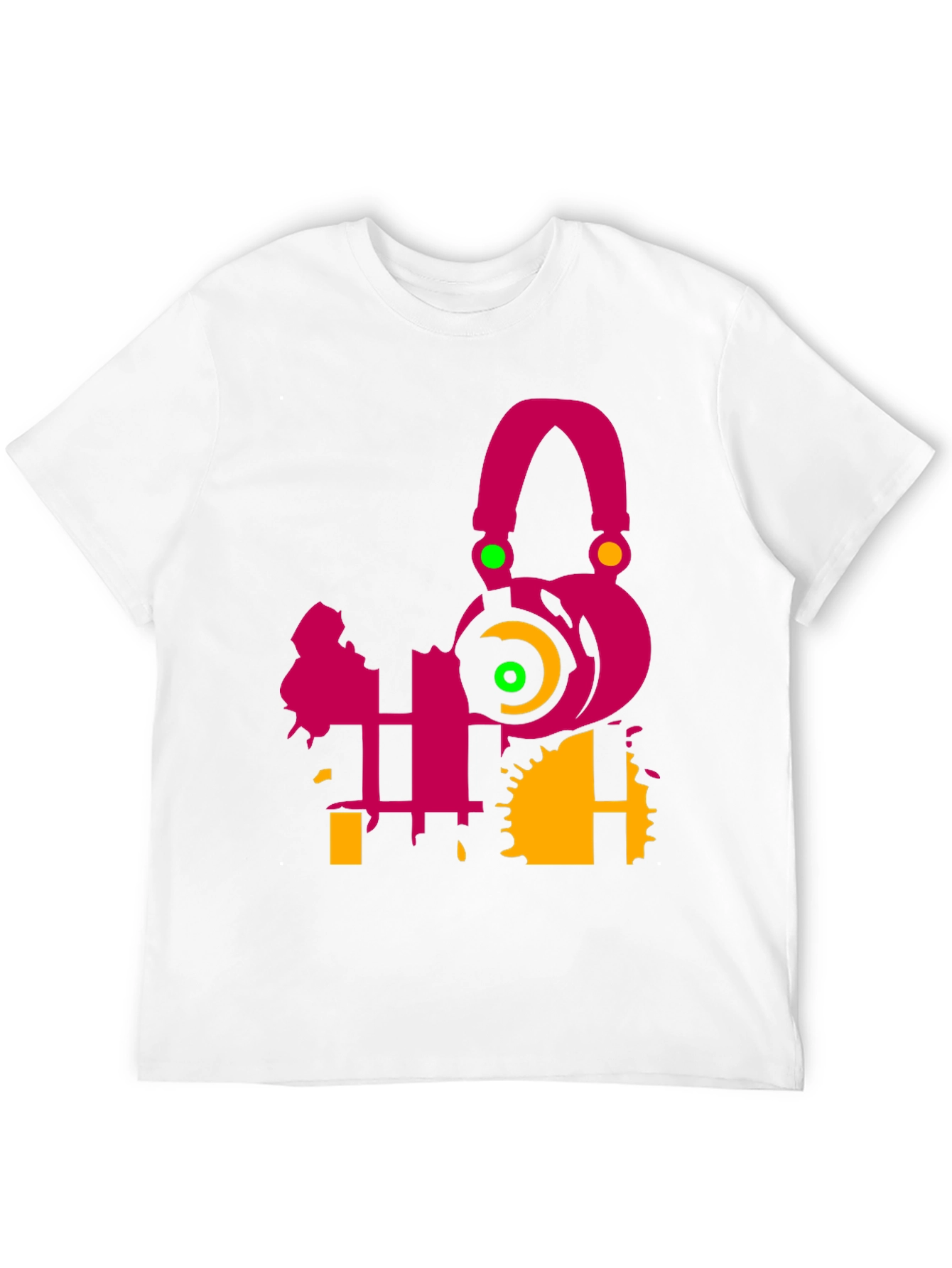 Abstract Music Headphone Graphic Tee - Black