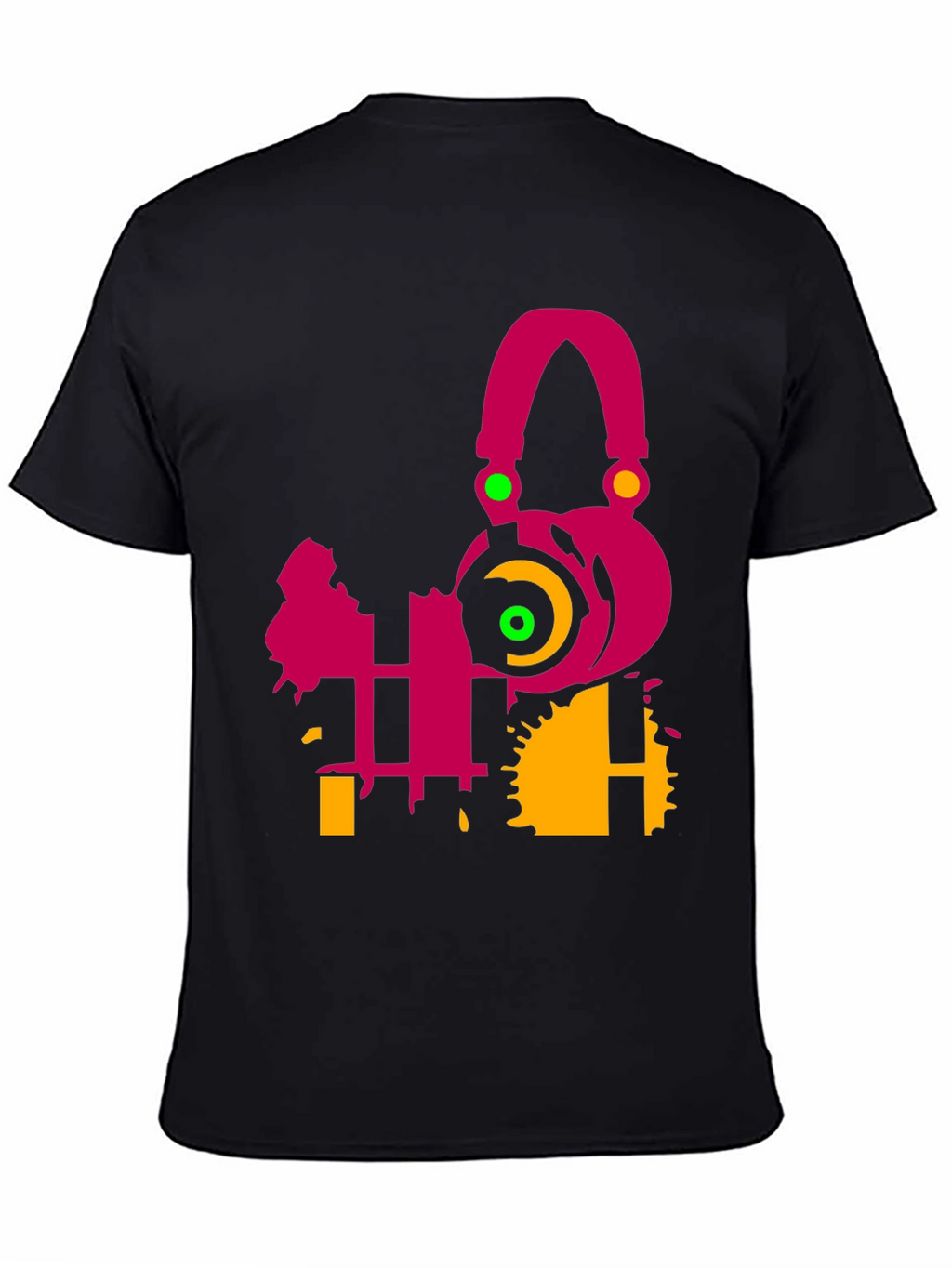 Abstract Music Headphone Graphic Tee - Black