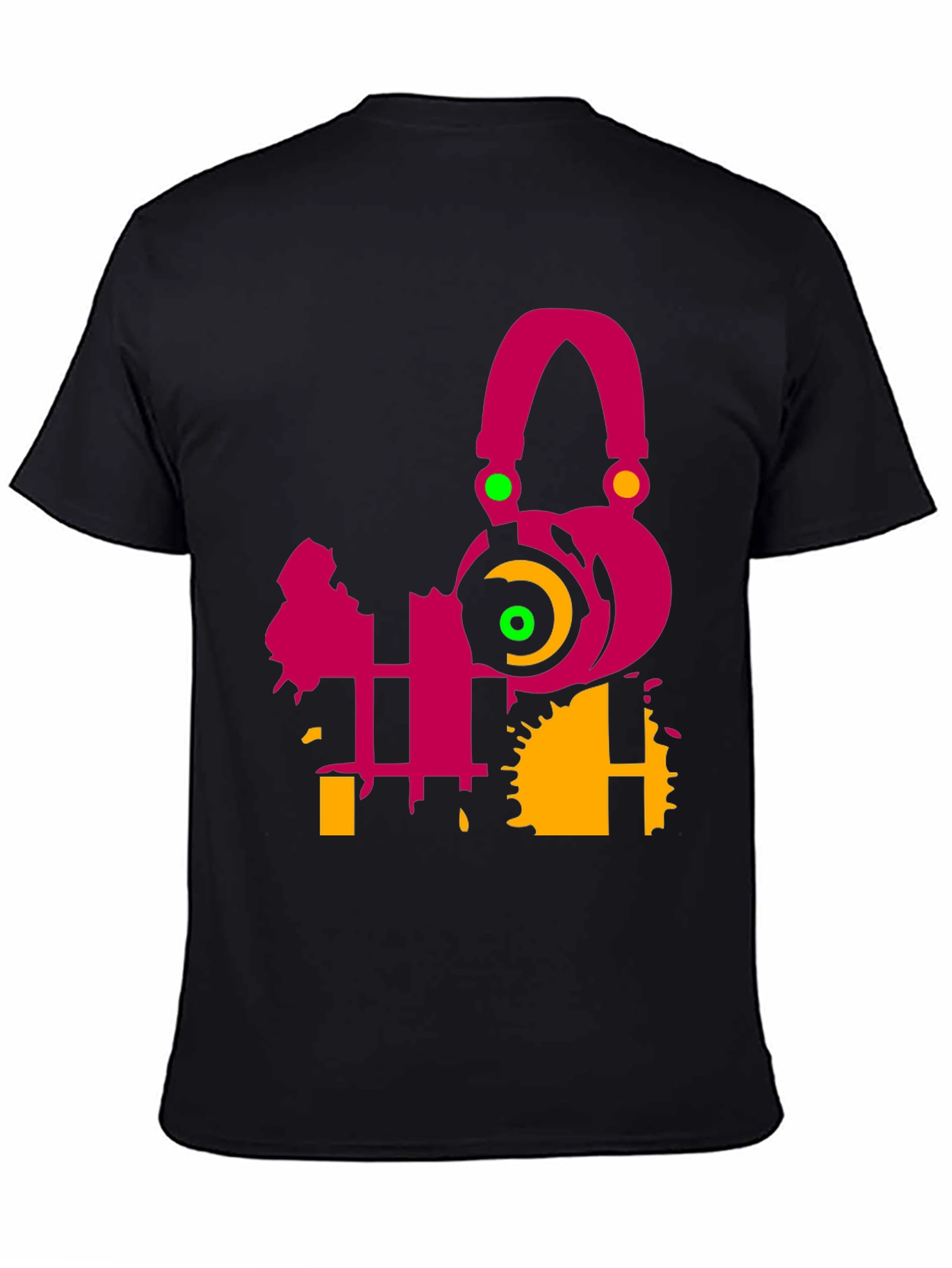 Abstract Music Headphone Graphic Tee - Black