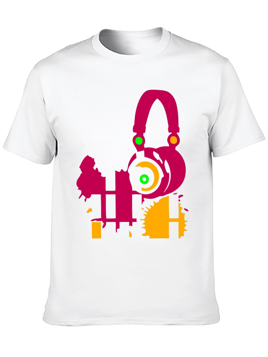 Abstract Music Headphone Graphic Tee - Black