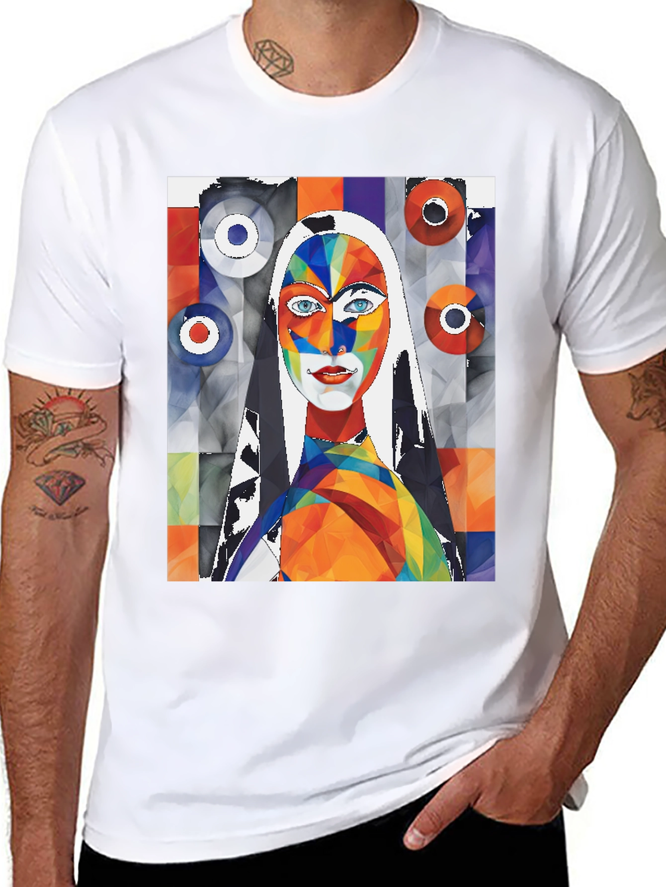 Abstract Art Graphic Tee - Stylish Colorful Design