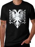 Black Tee with Silver Albanian Eagle Graphic