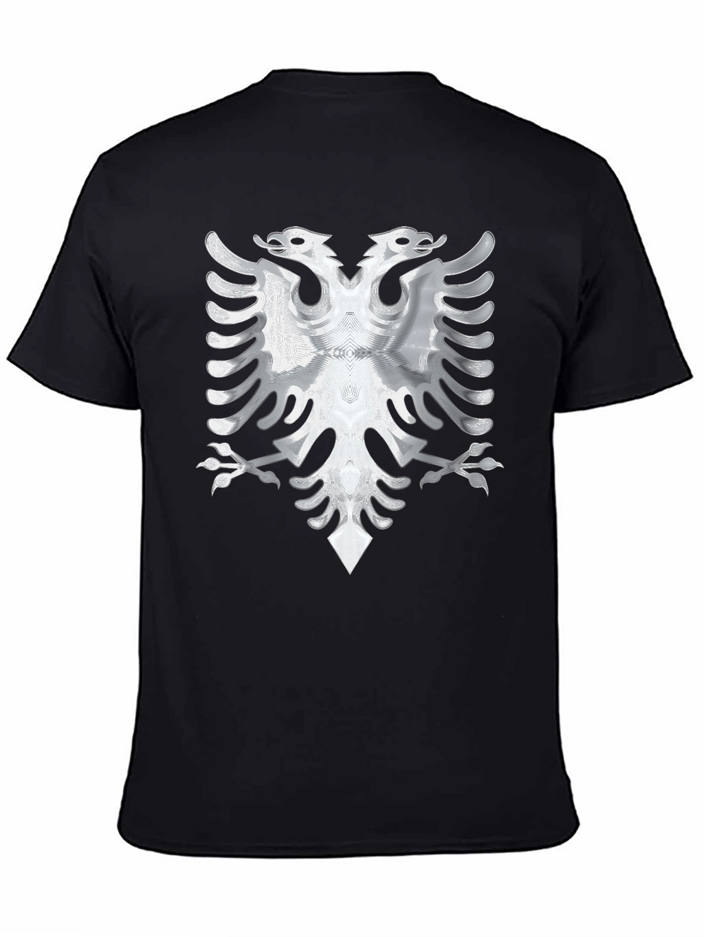 Black Tee with Silver Albanian Eagle Graphic