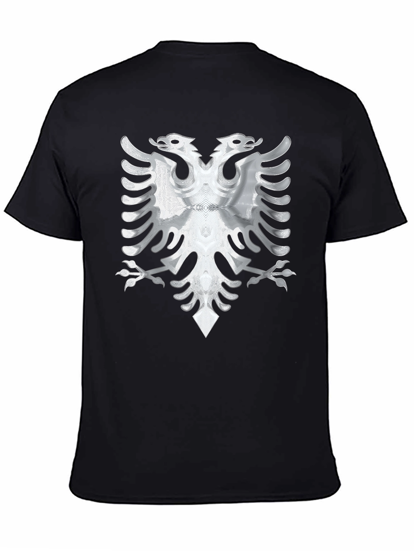 Black Tee with Silver Albanian Eagle Graphic